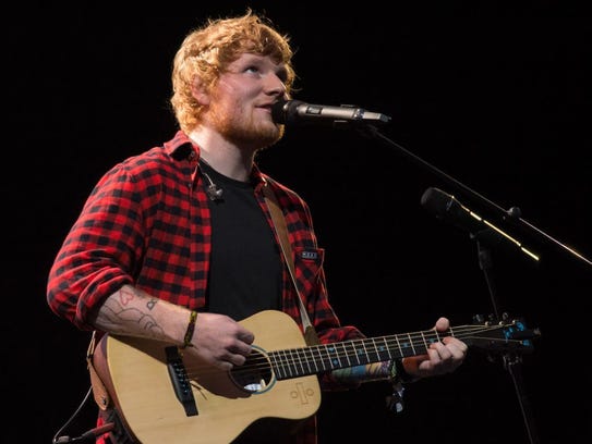 Ed Sheeran performs on the Pyramid Stage at the Glastonbury