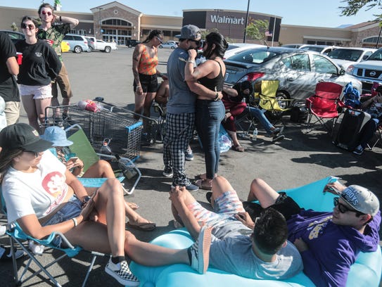 Coachella Music Festival campers hangout at the Walmart
