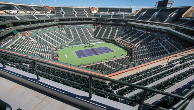 The bleachers on top of Stadium 1 have been replaced with seats at the Indian Wells Tennis Garden on Friday, March 3, 2017 in Indian Wells.