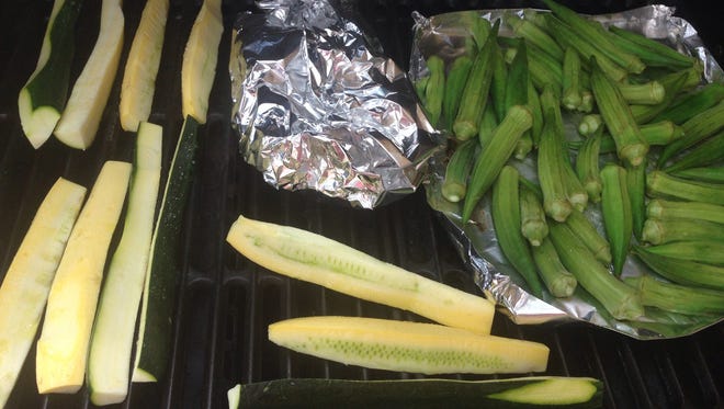 Summer squash and okra are soft but still "toothsome" when grilled. New potatoes wrapped in foil also can be roasted on the grill.