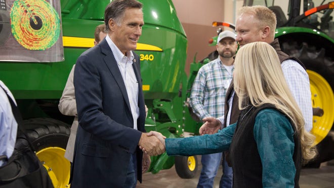 Mitt Romney meets with members of the Utah Farm Bureau and Dairy Council at the Dixie Convention Center Friday, Jan. 26, 2018.