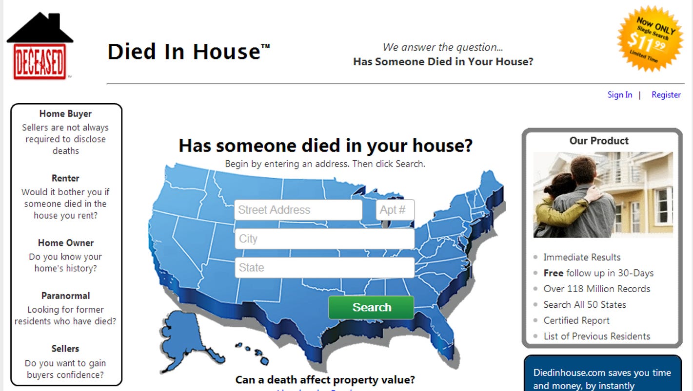 Want to know who died in your home? Check this site