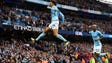 Manchester City's Leroy Sane celebrates scoring his