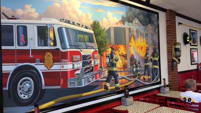 
One of the walls at Firehouse Subs in Indianapolis.
