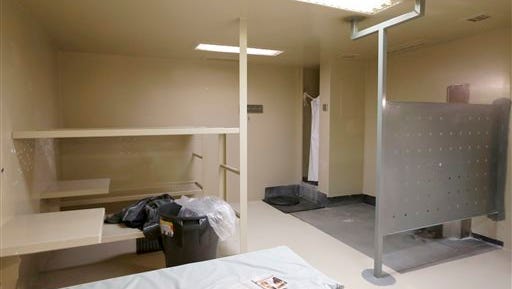 File - In this July 22, 2015 photo, the Waller County jail cell where Sandra Bland was found dead is seen, in Hempstead, Texas.   When Bland died last week she became just the latest name on a long list of inmates who killed themselves in custody, with one dubious distinction. Bland was the only black woman to commit suicide in a Texas jail in the last five years, state records show. (AP Photo/Pat Sullivan, File)