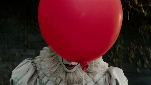 A red balloon is synonymous with the killer clown...