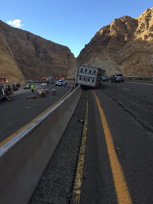 A truck carrying 172 pigs crashed Monday on Interstate 15 in northern Arizona, shutting down the highway's southbound lanes, according to the Arizona Department of Public Safety.