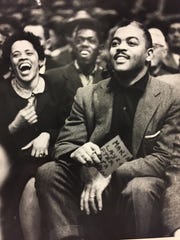 Ray Crowe, coach of the Crispus Attucks championship teams in 1955 and 1956, sits in the stands at the final game in 1959 at Hinkle Fieldhouse.