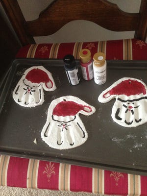 Salt dough Santa ornaments by the Zwierzchowski family
