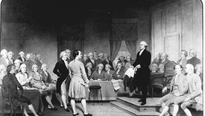 "George Washington Addressing the Constitutional Convention," painted by Junius Brutus Stearns in 1856.
