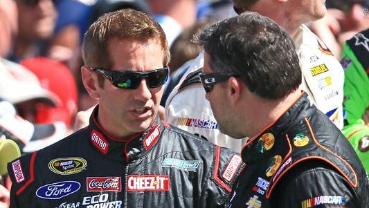 Greg Biffle, left, was with a group of riders with Tony Stewart, but did not see what led to Stewart's back injury.