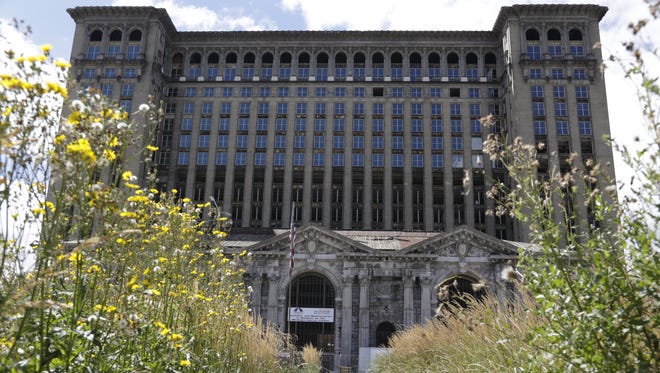 New windows are installed at Michigan Central Station in this August photo.