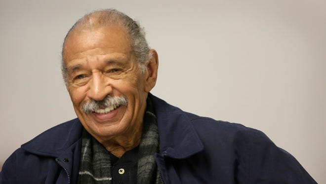 U.S. Rep. John Conyers visits with the Detroit Free Press editorial board Friday Nov. 20, 2015, as he announces he is running again for his seat in Michigan's 13th District.