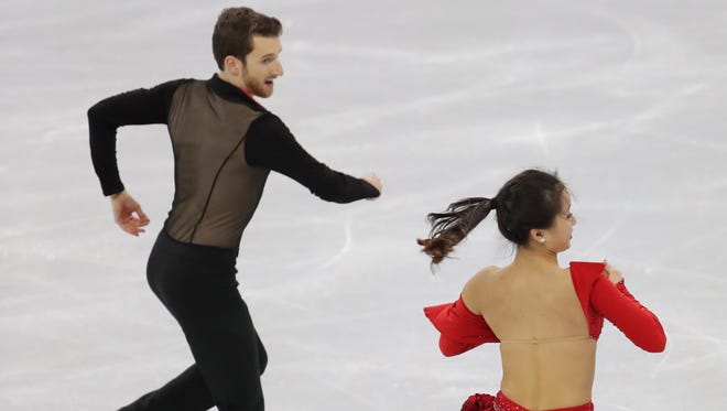 The hook that held together the costume of Novi-trained ice dancer Yura Min, who skated for South Korea in the team event, came undone early in Min's performance in the short program.