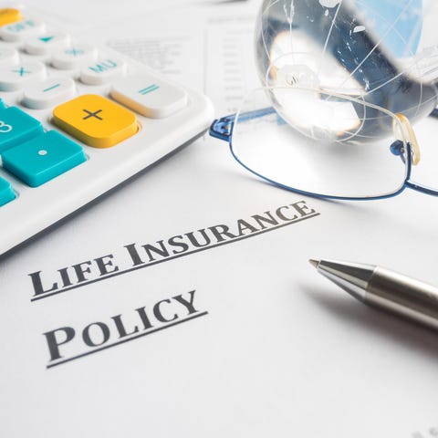 Life insurance policy with crystal ball.