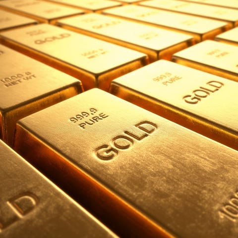 Gold bars placed side by side.
