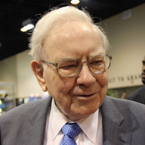 Warren Buffett speaking to media.