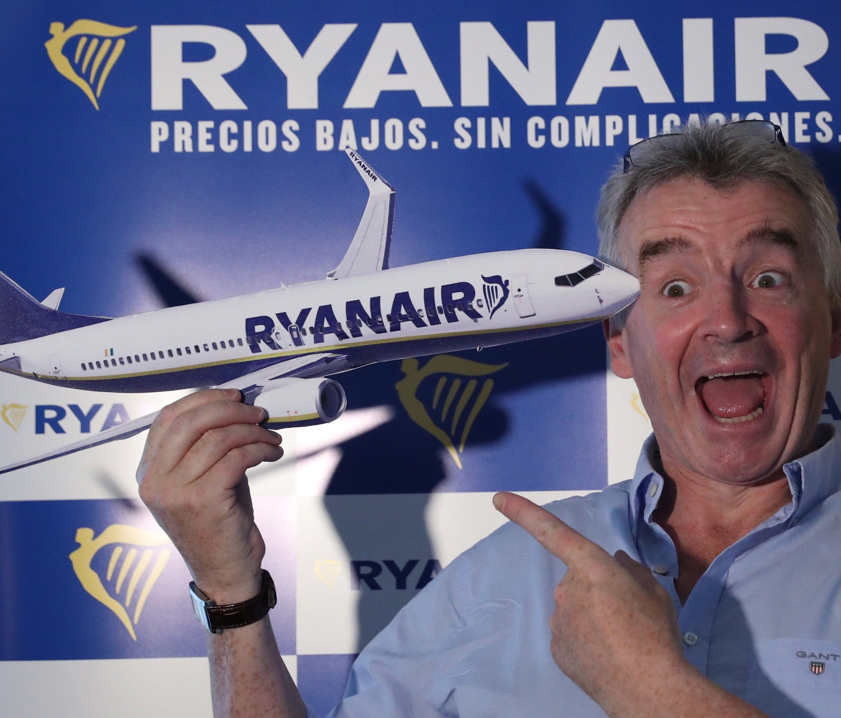 In this file photo from Aug. 24, 2017, Ryanair CEO Michael O'Leary addresses a press conference in Madrid.
