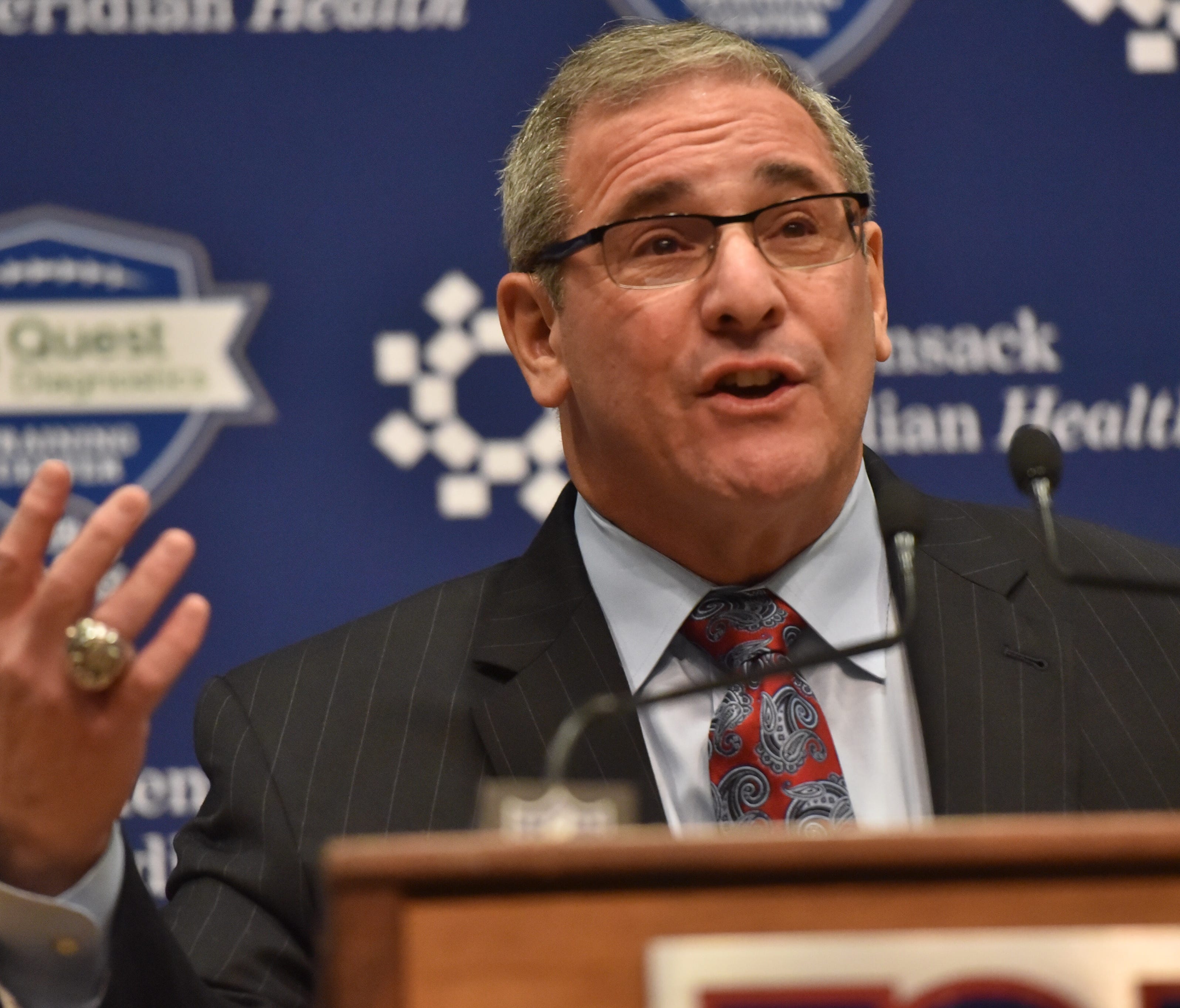 Giants new general manager Dave Gettleman is introduced at a press conference on Dec. 29, 2017.