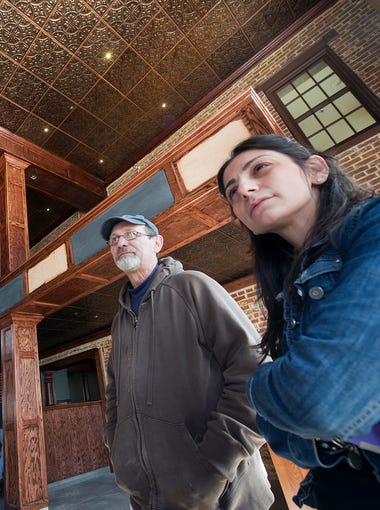 Tom Kocoronis and Athena Keares inside the future The First Post restaurant under construction on the location of the former Roadhouse Monday April 6, 2015. 3691 E. Market Street, Springettsbury Township, corner of East Market Street and Cinema Drive.