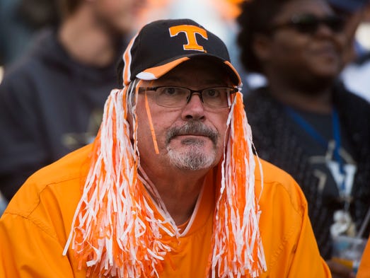 A Tennessee fan waits for the game to begin before