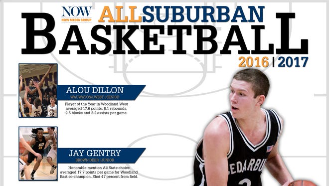 The 2017 All-Suburban Boys Basketball Team, featuring Player of the Year John Diener of Cedarburg.