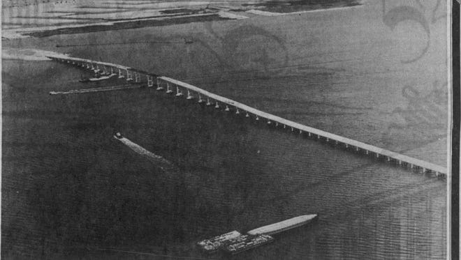 This News-Press photo from 1963 shows the Cape Coral bridge nearing completion.