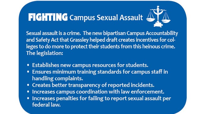 Highlights of Chuck Grassley's legislation to fight campus sexual assault