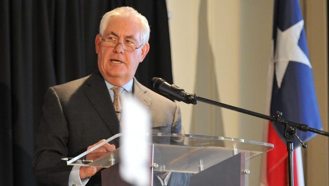 Wichita Falls native and ExxonMobil Chairman and CEO Rex Tillerson speaks during the 25th annual Economic Forum at the Wichita Falls Country Club in November 2015. Tillerson has been selected by President-elect Donald Trump as the nominee for the position of secretary of state.