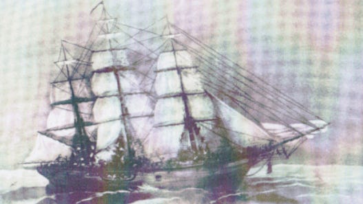 A sketch of the clipper ship New Era.