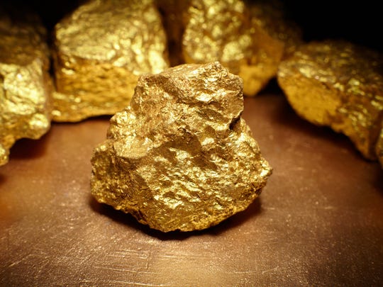 Close-up of gold rocks.