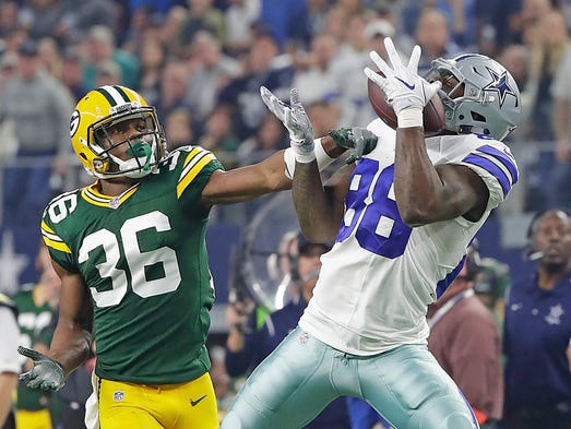Green Bay Packers cornerback LaDarius Gunter (36) gives