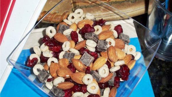Coach D’s Homemade Trail Mix can be stashed in a book bag, ball bag or instrument case and eaten any time.