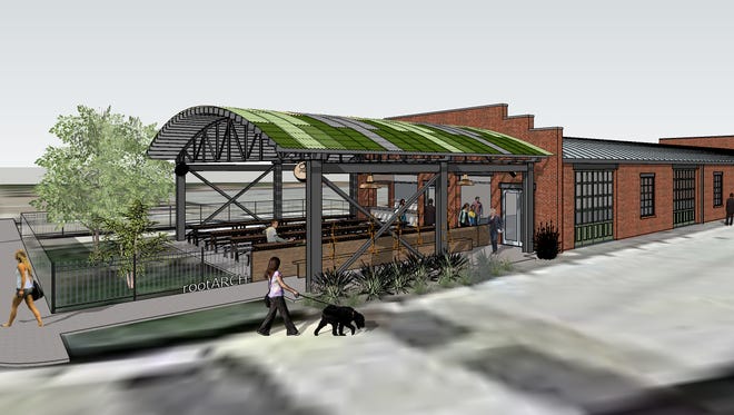 A rendering showing the patio at Von Elrod's  Beer Garden & Sausage House, which is planned at at 1004 Fourth Ave. N.