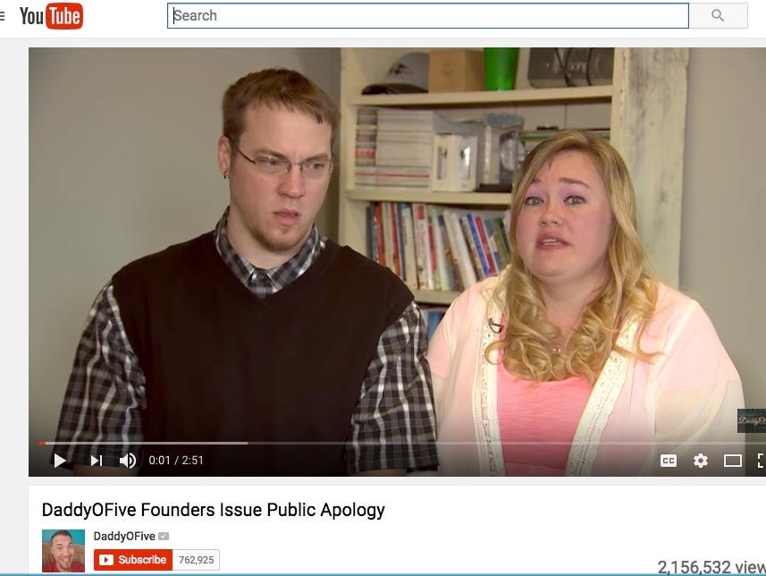 Mike and Heather Martin apologize on their YouTube channel 'DaddyOFive.'
