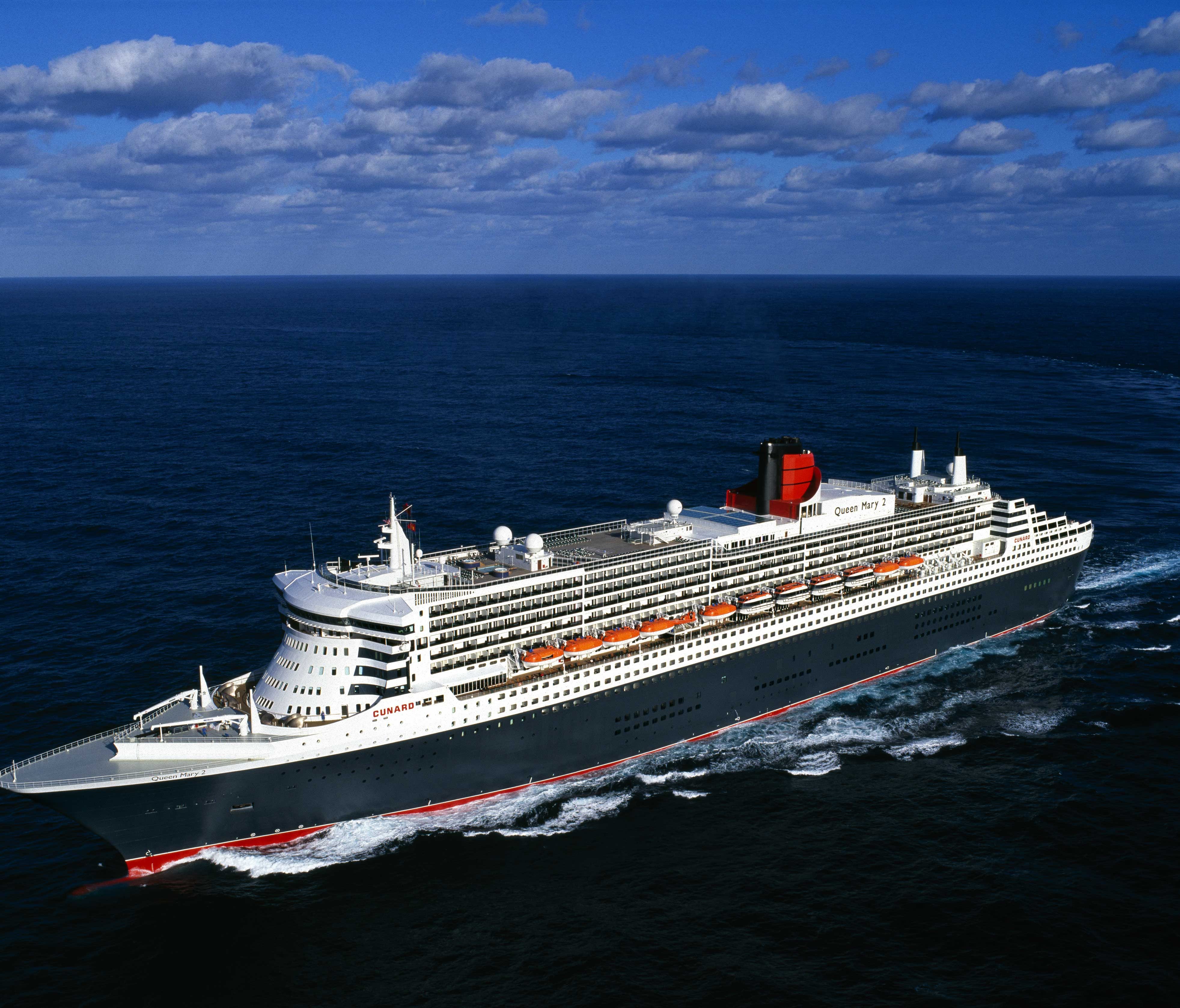 Cunard has continued the tradition of dark-hulled ships with its latest vessels. Here, the line's current flagship, Queen Mary 2.