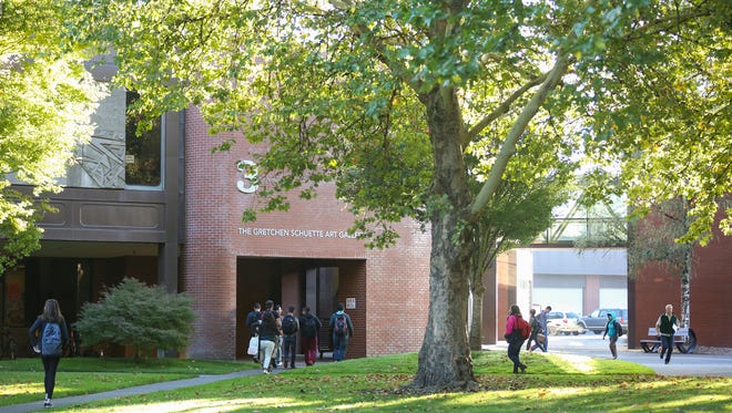 Students on the Chemeketa campus. Building 50 was placed on lockdown Thursday morning.