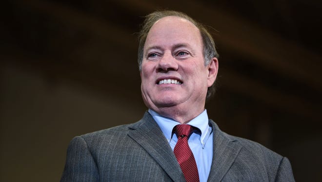 Detroit Mayor Mike Duggan on stage before announcing that he will be running for a second term as Mayor of Detroit at at the Samaritan Center on Saturday, February 4, 2017 in Detroit.     