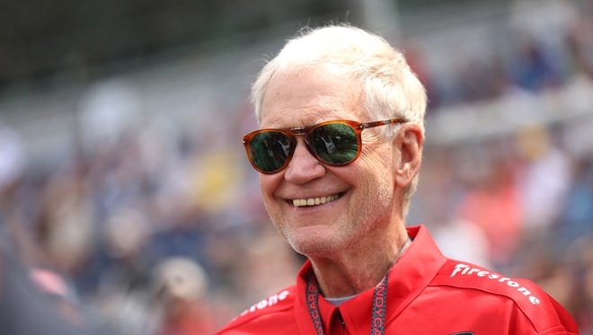 David Letterman in his pit area before the 99th running of the Indianapolis 500 May 24, 2015.