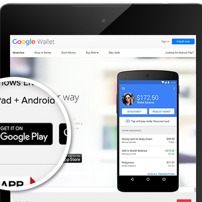 Google Pay option on Google Wallet on different apps.