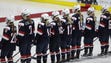 United States players line up before action against