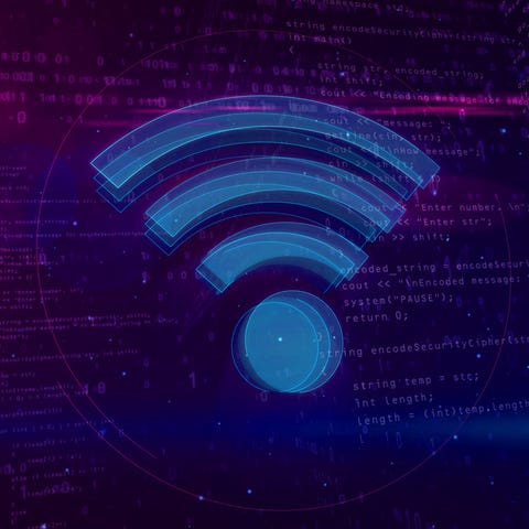 Wi-fi sign on digital background.