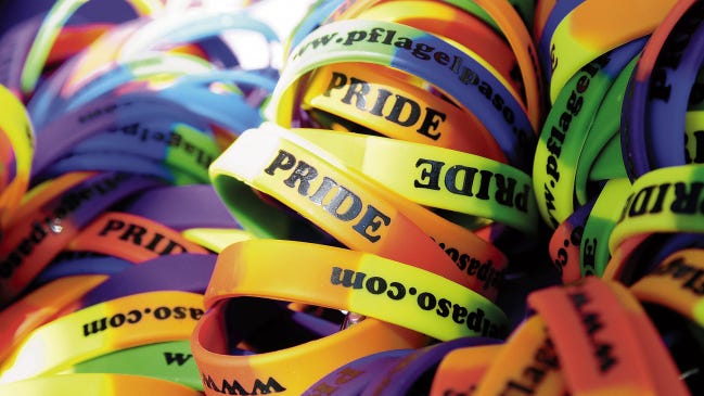 Bright pride bracelets were on sale on Saturday at Pioneer Women's Park during the Southern New Mexico Pride Festival.