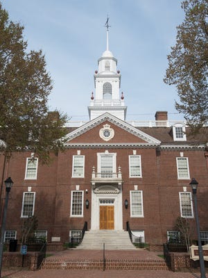 Legislative Hall in Dover is shown April 28. Lawmakers have $75 million less to spend than they thought they would in January, when Gov. Jack Markell released his budget.