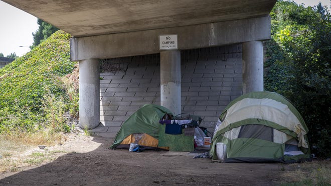 Two tent have been erected under Interstate 105 along Coburg Road in an area where homeless people frequently camp. Andy Nelson/The Register-Guard file