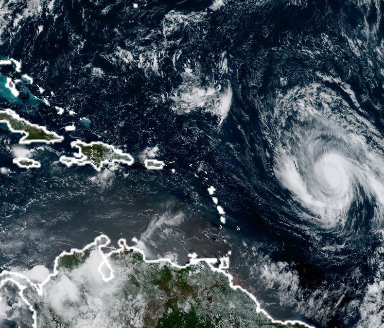 This image from the National Oceanic and Atmospheric Administration shows Hurricane Irma on Sept. 3, 2017.