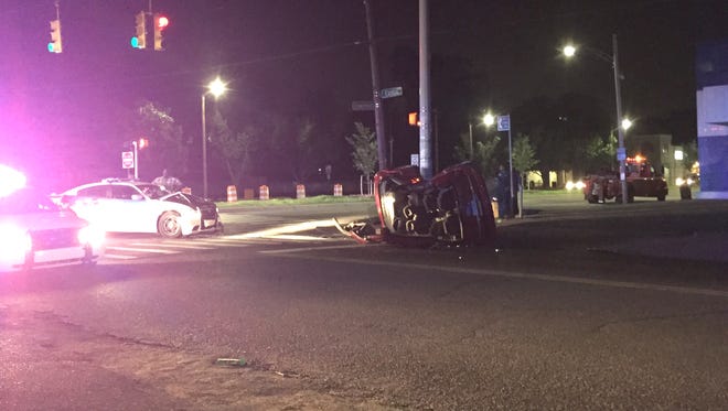 Two police officers and an 84-year-old motorist were injured at Livernois and Curton late Tuesday.