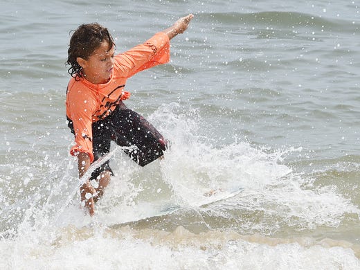 Mini Division competitor Sammy Diemidio does his best as Dewey Beach was the site of the Zap Amateur Skimboarding World Championships held on Saturday & Sunday August 9th and 10th with over 200 competitors from around the world competing in several divisions for the honors.
