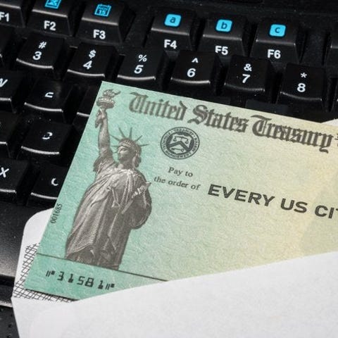 A stimulus check from the U.S. Treasury on a compu