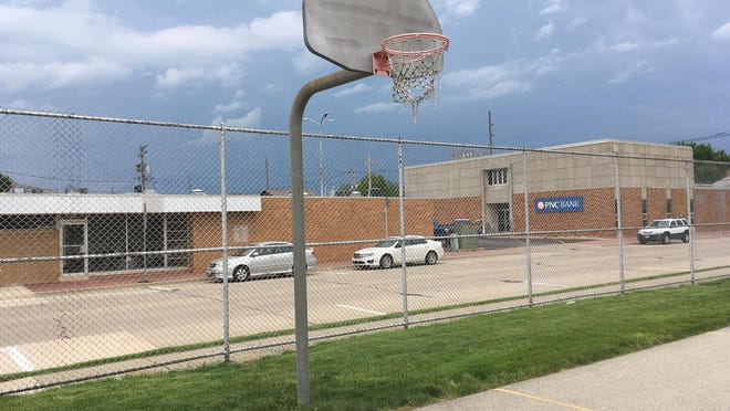 The backboard and rim on this basket will be replaced as part of the improvements on courts at Jefferson Elementary School in Morton.